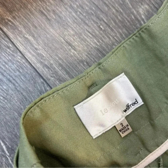 Aritzia Wilfred Le Fou Leonce Belted Pants High rise waist tapered pleated green - Picture 13 of 16